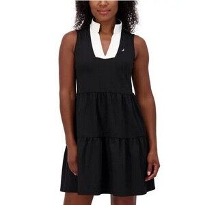 NWT Nautica Jeans Women's Tiered Dress Black Size Large